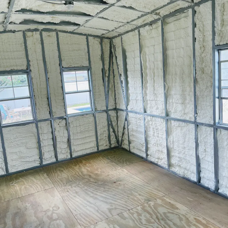 Closed-cell spray foam insulation applied to wall cavities in a residential project in Carbondale
